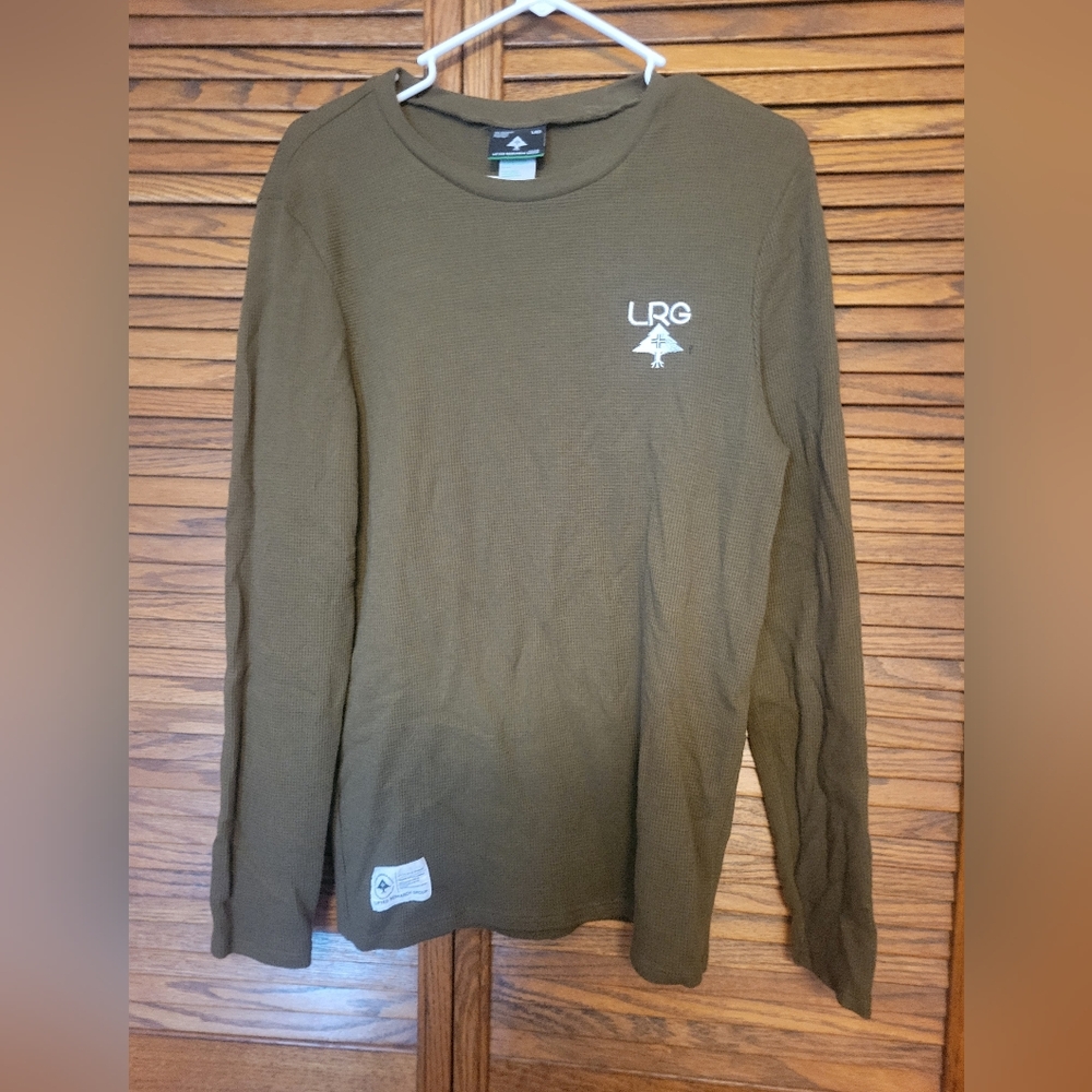 Lifted Research Group Men's Green Long Sleeve Waffle Tee Size Medium